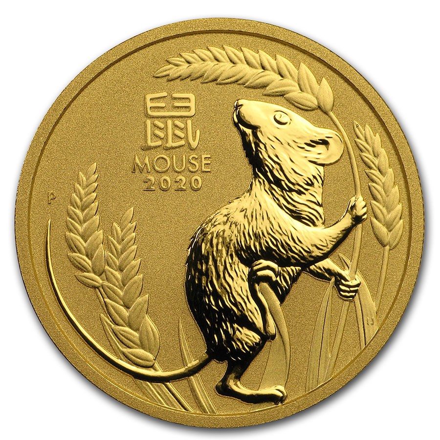 2020 Australia 1 oz Gold Lunar Mouse BU (Series III) Coin For Sale
